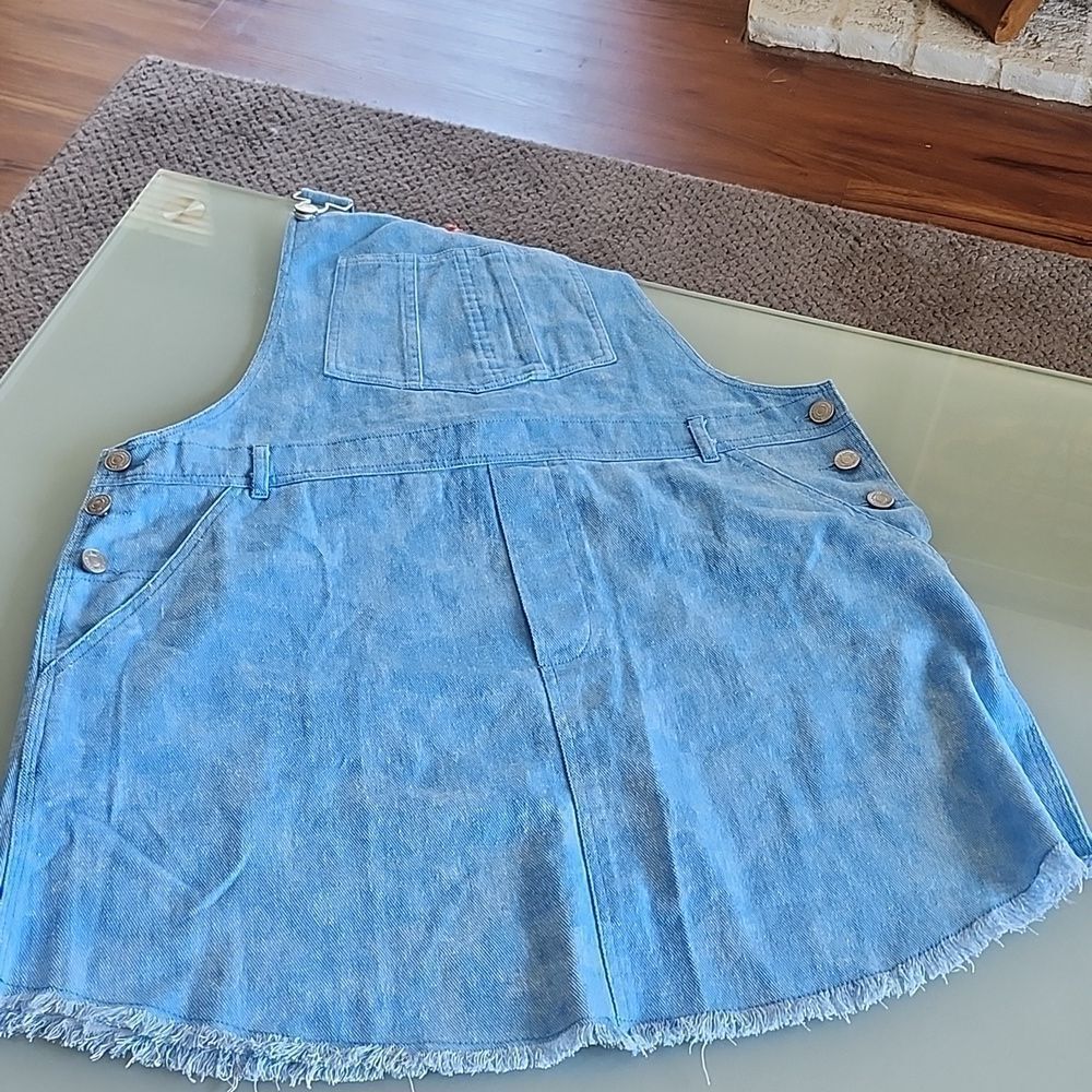 DAVI&DANI Boho Bib Overall Mini Dress Coastal Cowgirl Western New Size Large - Picture 7 of 11